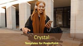  Presentation with wireless - Theme with cheerful-young-woman-in-casual background and a tawny brown colored foreground