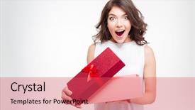 Presentation with sportswoman boxing woman - Slide deck with cheerful young woman opening present background and a red colored foreground