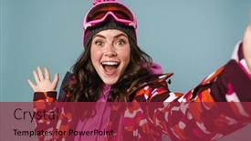  Presentation with snowboard - PPT layouts with cheerful-young-woman-wearing-snowboard background and a violet colored foreground