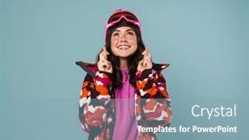  Presentation with good luck - Slide deck consisting of cheerful-young-woman-wearing-snowboard background and a light blue colored foreground