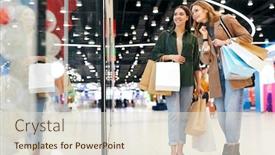  Presentation with women e commerce clothes - Presentation having cheerful-young-women-with-shopping background and a lemonade colored foreground