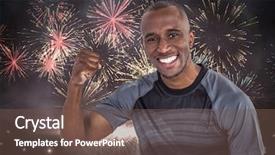  Presentation with football stadium - Slide deck consisting of cheering after success in rugby background and a  colored foreground