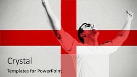  Presentation with england football - Colorful slide set enhanced with cheering against england national flag backdrop and a light gray colored foreground