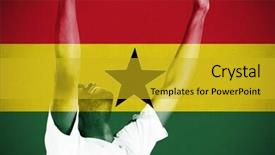  Presentation with ghana flag - PPT layouts enhanced with cheering against ghana national flag background and a gold colored foreground