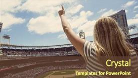  Presentation with baseball - Beautiful theme featuring cheering at a baseball backdrop and a tawny brown colored foreground
