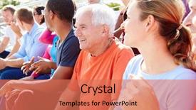  Presentation with performance reporting - Colorful slide deck enhanced with cheering at outdoor concert performance backdrop and a coral colored foreground