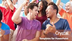  Presentation with venue - Slide deck with cheering at outdoor concert performance background and a red colored foreground