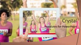  Presentation with breast cancer pocket - Slide set consisting of cheering blonde winning breast cancer background and a  colored foreground