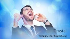  Presentation with blue design - Presentation with cheering-businessman-in-suit background and a light blue colored foreground