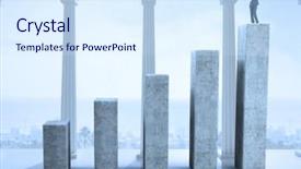  Presentation with growth chart - Colorful slide deck enhanced with cheering businesswoman on bar chart backdrop and a sky blue colored foreground