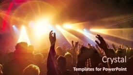  Presentation with concert - Presentation design enhanced with entertainment - cheering concert people at rock background and a wine colored foreground