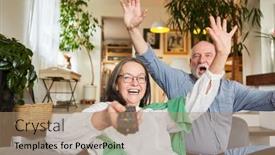  Presentation with lottery - Presentation theme enhanced with cheering-couple-of-seniors background and a coral colored foreground