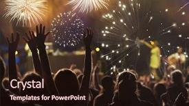  Presentation with new year - PPT layouts consisting of cheering crowd and fireworks - new background and a  colored foreground