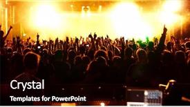  Presentation with concert - Colorful PPT theme enhanced with cheering crowd at a rock backdrop and a black colored foreground