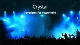  Presentation with stage - Audience pleasing PPT theme consisting of cheering-crowd-at-concert-musicians backdrop and a navy blue colored foreground