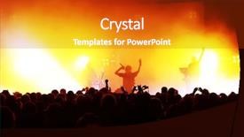  Presentation with concert - Audience pleasing presentation theme consisting of cheering-crowd-at-concert backdrop and a crimson colored foreground