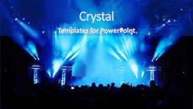  Presentation with concert - PPT theme with cheering crowd at concert background and a navy blue colored foreground