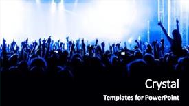  Presentation with stage lights - PPT theme enhanced with cheering crowd at concert background and a black colored foreground