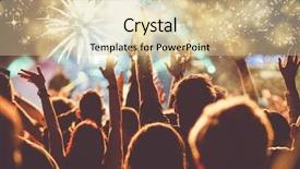  Presentation with fireworks on chinese new year - PPT layouts enhanced with cheering crowd watching fireworks - new background and a  colored foreground