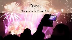  Presentation with crowd - Audience pleasing slides consisting of cheering crowd watching fireworks at new year - holiday celebration background backdrop and a lemonade colored foreground