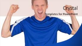  Presentation with football blue - Audience pleasing slide set consisting of fan in blue on white backdrop and a coral colored foreground