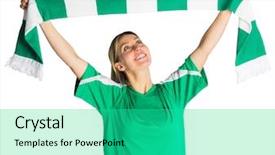  Presentation with football tailgate - Amazing presentation having cheering football fan waving scarf backdrop and a teal colored foreground