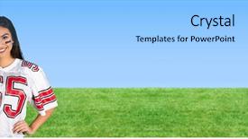  Presentation with tailgate - PPT theme with cheering for her favorite football background and a light blue colored foreground