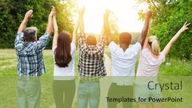  Presentation with pay raise - Theme with cheering-friends-from-behind-raise background and a yellow colored foreground