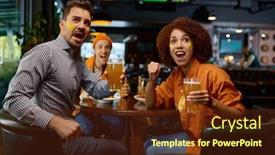  Presentation with soccer fans - Slide deck featuring cheering-friends-of-soccer-fans background and a tawny brown colored foreground