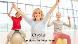  Presentation with physical education - Slide set featuring cheering-group-of-kids background and a lemonade colored foreground