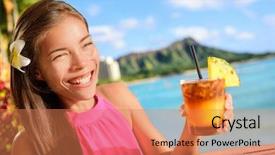  Presentation with hawaii party - Beautiful slides featuring cheering in waikiki beach honolulu backdrop and a coral colored foreground