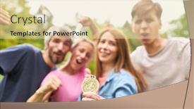  Presentation with medal - Presentation theme enhanced with cheering-team-proudly-displays background and a lemonade colored foreground