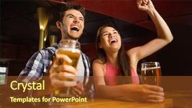  Presentation with beer garden friends in tracht - PPT layouts having cheering together in a bar background and a tawny brown colored foreground