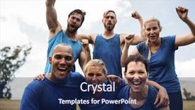  Presentation with boot camp - Slide deck enhanced with cheering together in boot camp background and a navy blue colored foreground
