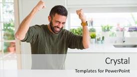  Presentation with excitement and motivation - Theme having cheering with excitement expression smilling background and a white colored foreground