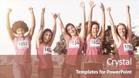  Presentation with breast cancer - Slide deck consisting of cheering women supporting breast cancer background and a coral colored foreground