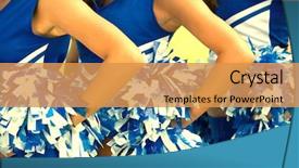  Presentation with green pom pom - Slide deck with cheerleaders in uniform holding pom background and a gold colored foreground