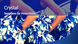  Presentation with green pom pom - Slide deck enhanced with cheerleaders in uniform holding pom background and a navy blue colored foreground