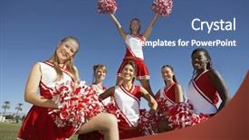  Presentation with cheerleading - Presentation theme with cheerleader - cheerleading squad in formation background and a ocean colored foreground