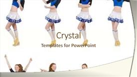  Presentation with white - Colorful presentation theme enhanced with cheerleader isolated on the white backdrop and a cream colored foreground