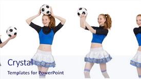  Presentation with frames isolated on white brown - Presentation design enhanced with cheerleader isolated on the white background and a sky blue colored foreground