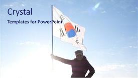  Presentation with korean flag - Slide set featuring cheerleader with south korean flag background and a light blue colored foreground