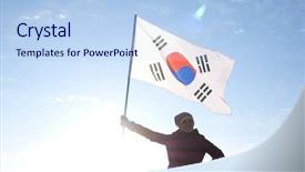  Presentation with korean flag - Cool new slide deck with cheerleader with south korean flag backdrop and a light blue colored foreground