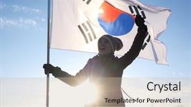  Presentation with korean flag - Presentation design consisting of cheerleader with south korean flag background and a soft green colored foreground