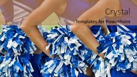  Presentation with green pom pom - Slides consisting of cheerleaders-in-uniform-holding-pom background and a coral colored foreground