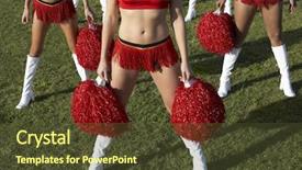  Presentation with field - PPT theme enhanced with cheerleaders with pom poms background and a tawny brown colored foreground