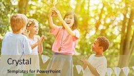  Presentation with winner cup - PPT theme featuring cheers as winner at award background and a yellow colored foreground