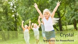  Presentation with family - Theme having cheers on a family outing background and a yellow colored foreground