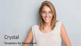  Presentation with confident - Presentation theme with cheery - beautiful young woman standing background and a soft green colored foreground