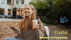  Presentation with takeaway coffee - Presentation having cheery-young-girl-with-backpack background and a  colored foreground